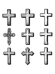 Fototapeta premium 9 set cross on a white background