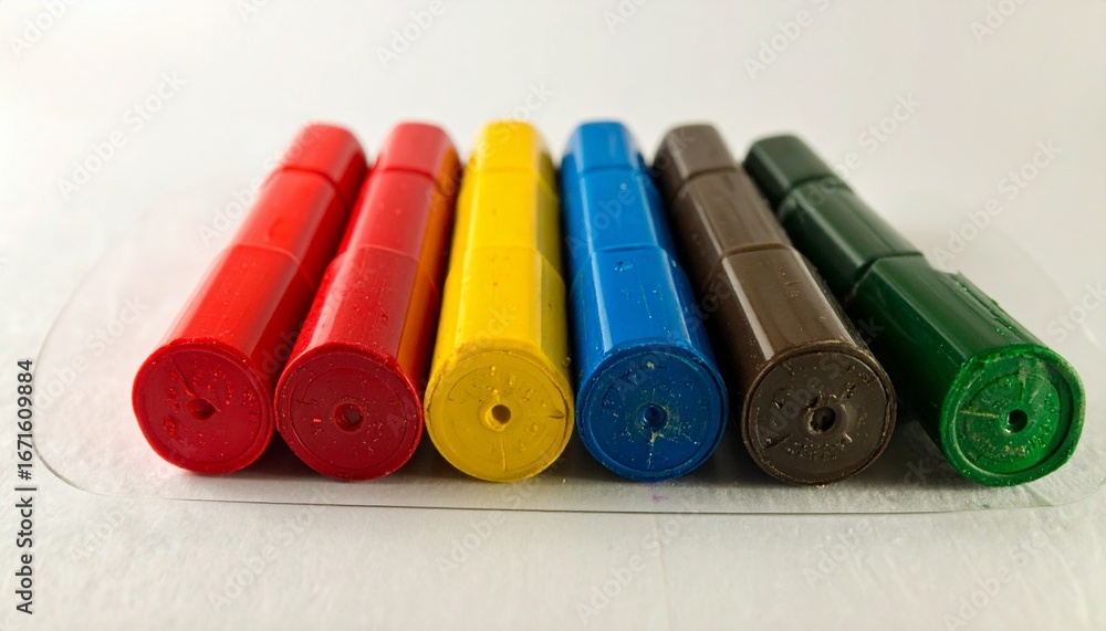 Aufkleber a close-up view of colorful art markers arranged in a row on a transparent display, showcasing vibra