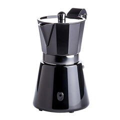 Stovetop coffee maker with chrome accents isolated on a transparent background moka pot