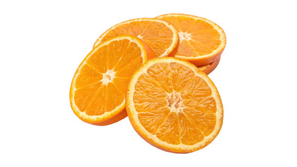 fresh healthy sliced vibrant oranges showing texture and detail isolated on transparent background	