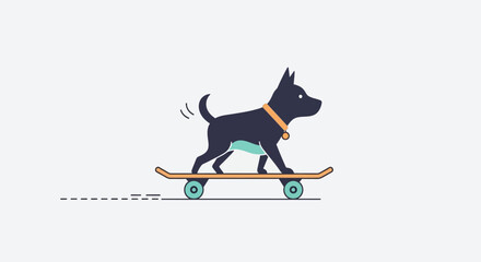 Naklejka premium Dog Skateboarding Modern Flat Design Vector Illustration