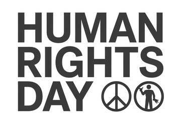 Naklejka premium Human Rights Day message with peace symbol and activist silhouette, celebrating freedom and equality for all people worldwide
