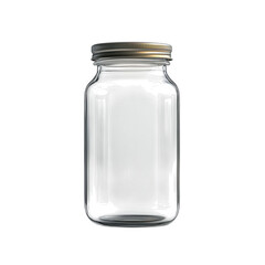 Empty glass jar with a metal lid isolated on transparent background is ready to be filled