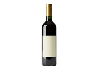Isolated bottle of red wine with blank label, product mock-up for marketing or advertising