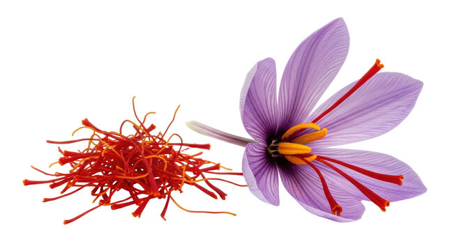 Isolated Saffron Flower and Threads