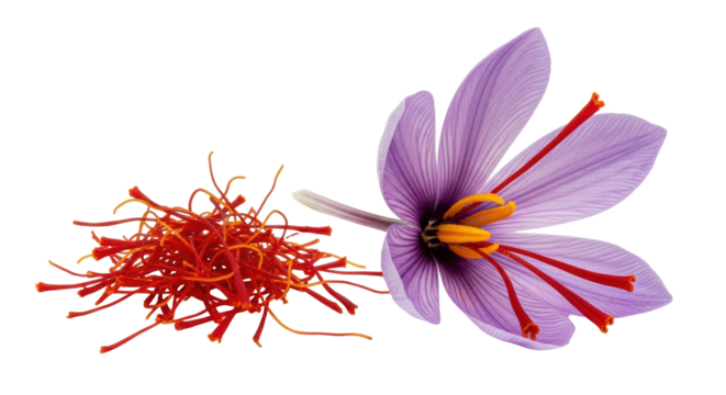 Isolated Saffron Flower and Threads