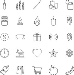 Fototapeta premium Aromatherapy and Candle Sale Event Vector Line Icons