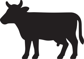 Cow Silhouette Vector on White Background