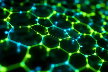 Vibrant Hexagonal Network Glowing Connectivity and Innovation