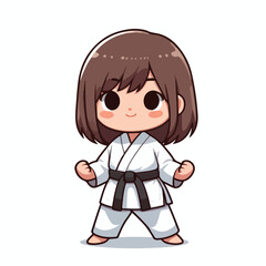 Vector image of a small child wearing a karate costume