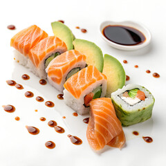 sushi with salmon and wasabi 