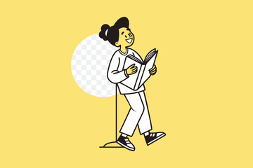 Reading with Joy: A person is absorbed in a captivating book, finding solace and joy within the pages while illuminated by a radiant light. 