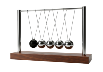 Isolated Newton's Cradle Demonstrating Conservation of Momentum and Energy Laws