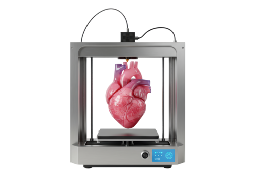 Isolated 3D printing of a human heart model, anatomical health care, medical innovation