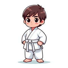 Vector image of a small child wearing a karate costume