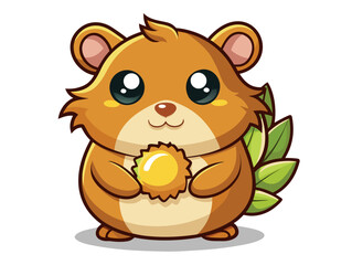 Adorable cartoon hamster holding a golden ball