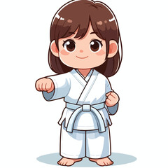 Vector image of a small child wearing a karate costume