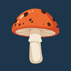 Isolated Mushroom Illustrative Fungus on Plain Background, Simple Style