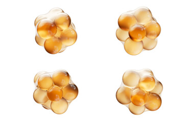 Transparent golden bubbles, 3d rendering.