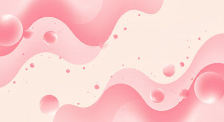 Abstract pink wave background with floating spheres