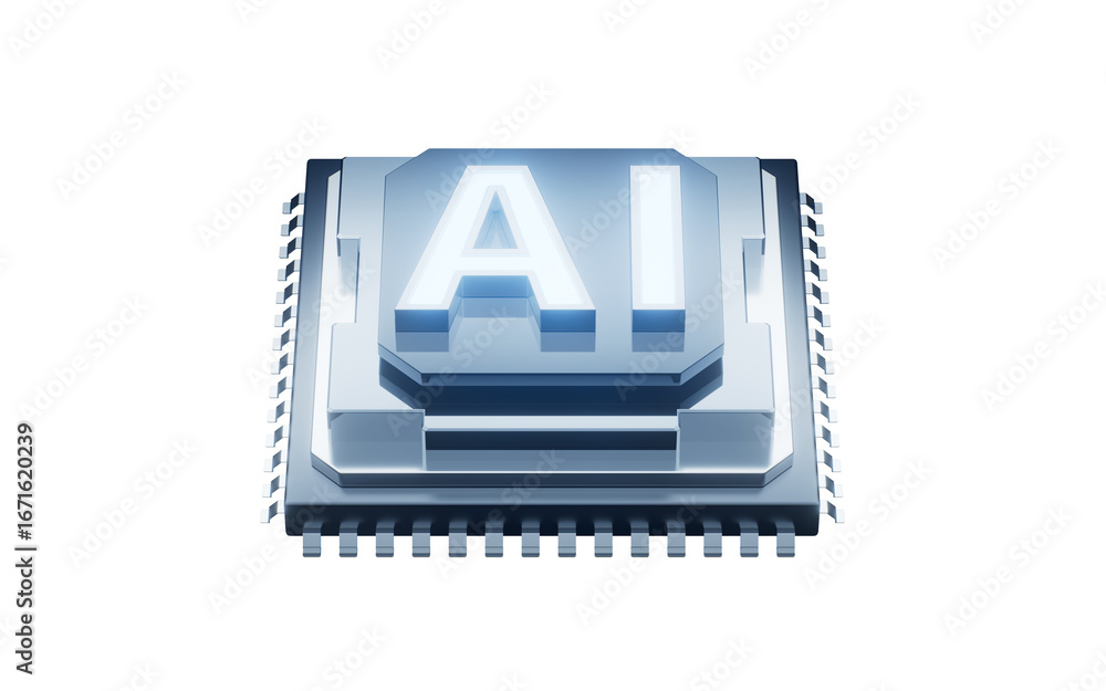 Aufkleber isolated circuit core and artificial intelligence concept, 3d rendering.
