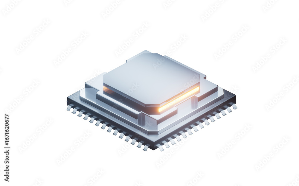 Poster isolated technology circuit core, 3d rendering.