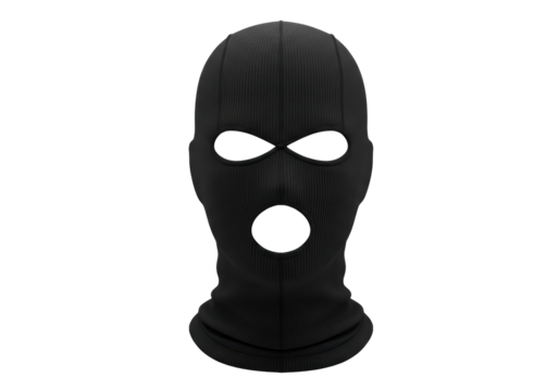 Isolated black balaclava ski mask headwear, protection for sport winter activities