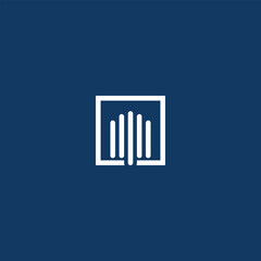 Abstract square logo with vertical line elements forming a modern and professional symbol. Suitable for corporate branding, finance, technology, and real estate industries with a clean minimalist desi