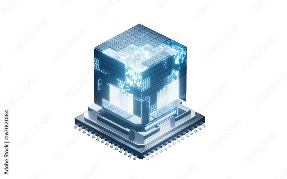 Poster isolated technology circuit core, 3d rendering.