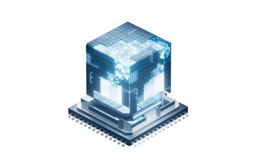 Isolated technology circuit core, 3d rendering.