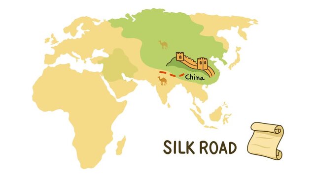 motion of history and trading, Ancient Silk Road, silk trade with China, The Silk Road was a network of trade routes connecting China and the Far East with the Middle East and Europe