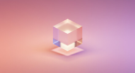 Obraz premium Cube crystal on pastel background