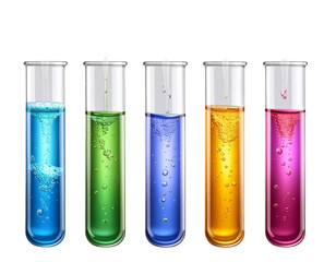Colorful Test Tubes with Bubbling Chemical Reaction, Transparent PNG