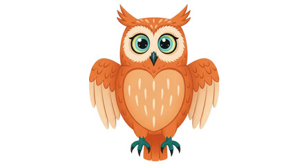 Isolated Cute Orange Owl Cartoon Character
