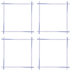 Seamless pattern of grout.Seams of ceramic tile in blue color,imitation ceramic tile.Grid step for background.Watercolor square with hand-drawn stitch marks.Loose textured lines,subtle imperfections