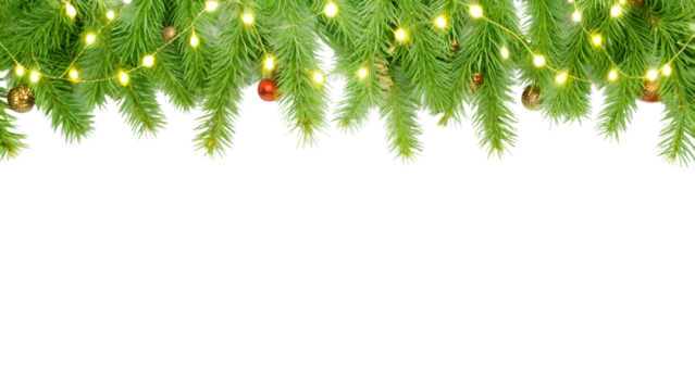 Evergreen Christmas Garland with String Lights