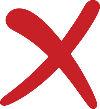 red x mark error symbol, wrong cancel cross icon, incorrect choice sign isolated on white background