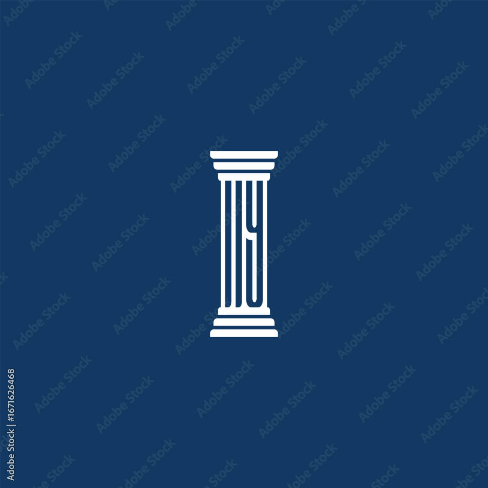 Poster elegant vector logo of a classical column with a minimalist line style, symbolizing strength, stabil