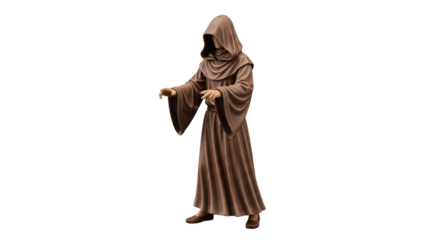 Isolated hooded monk figure