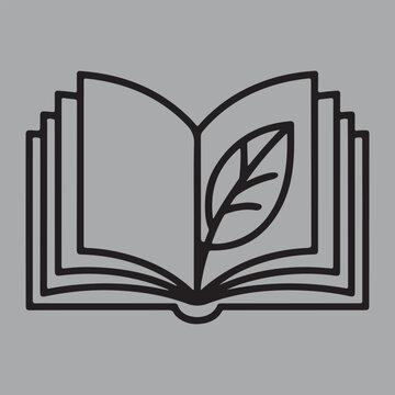 Open book with leaf symbol representing nature education knowledge and growth