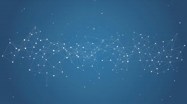 Abstract network of connected dots on blue background for technology use - Powered by Adobe
