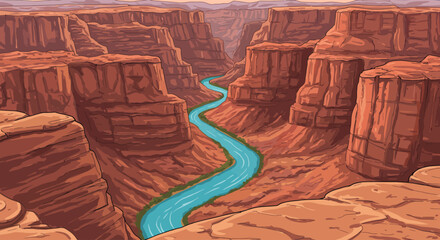 Grand Canyon Depiction A Scenic View of the Colorado River