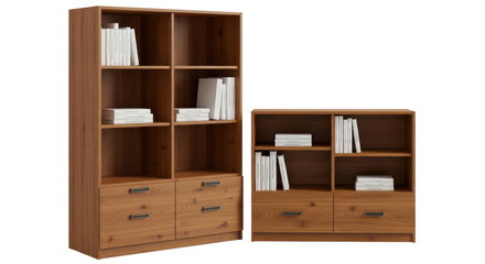 Isolated Wooden Bookcases
