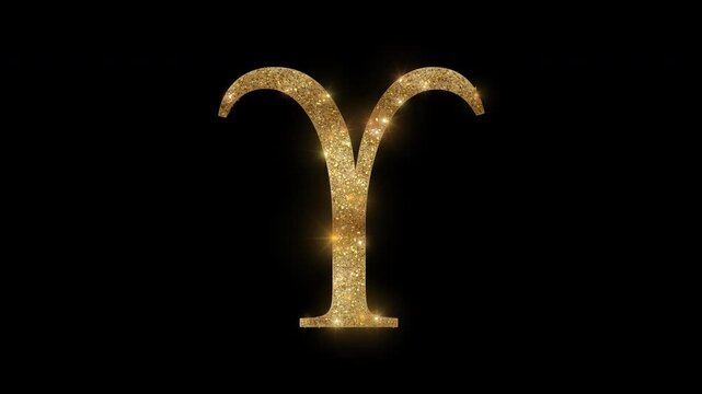 Luxury Greek letter Upsilon with golden glitter, alpha channel

