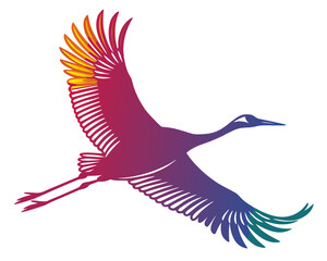 colorful Crane in flight vector illustration design 