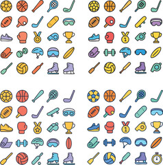 Colorful Sports Equipment Icons Collection 2.
