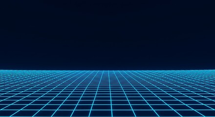 A futuristic, grid-like pattern stretches across a dark background.