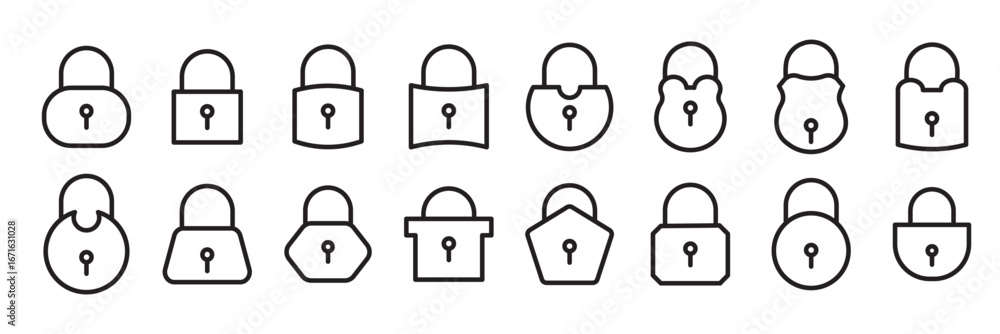 Poster lock icons set. locked and unlocked lock icon . lock icon set isolated on transparent. security and 