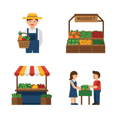Obraz premium Selling Local Produce & Buying at Farmers Market