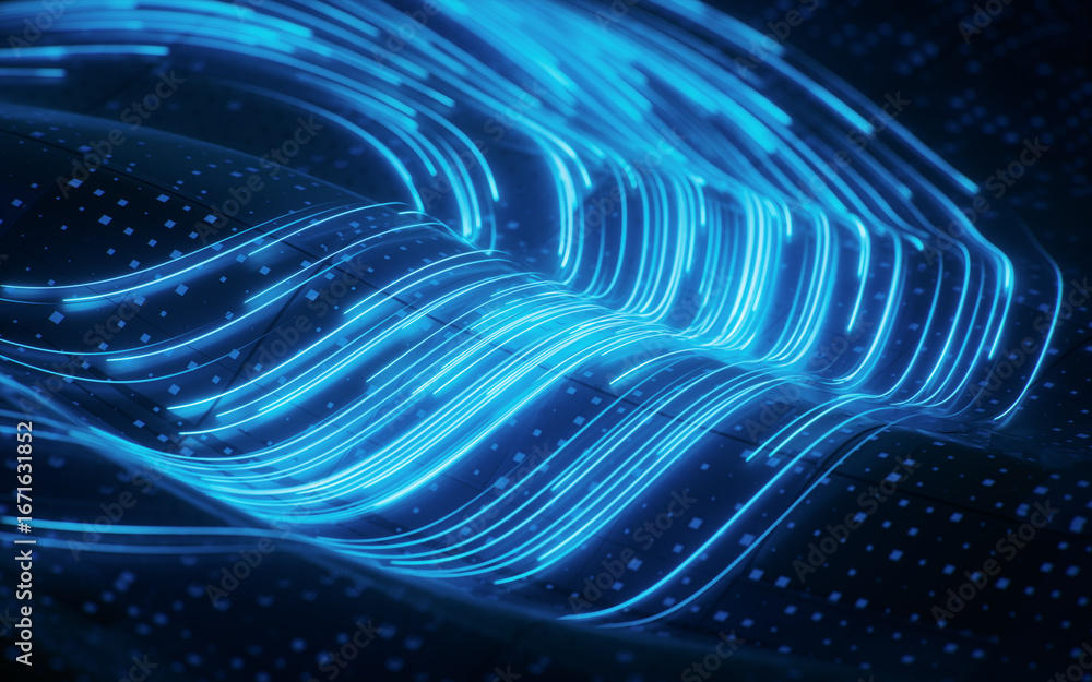 Aufkleber spinning vortex curve lines with board background, 3d rendering.